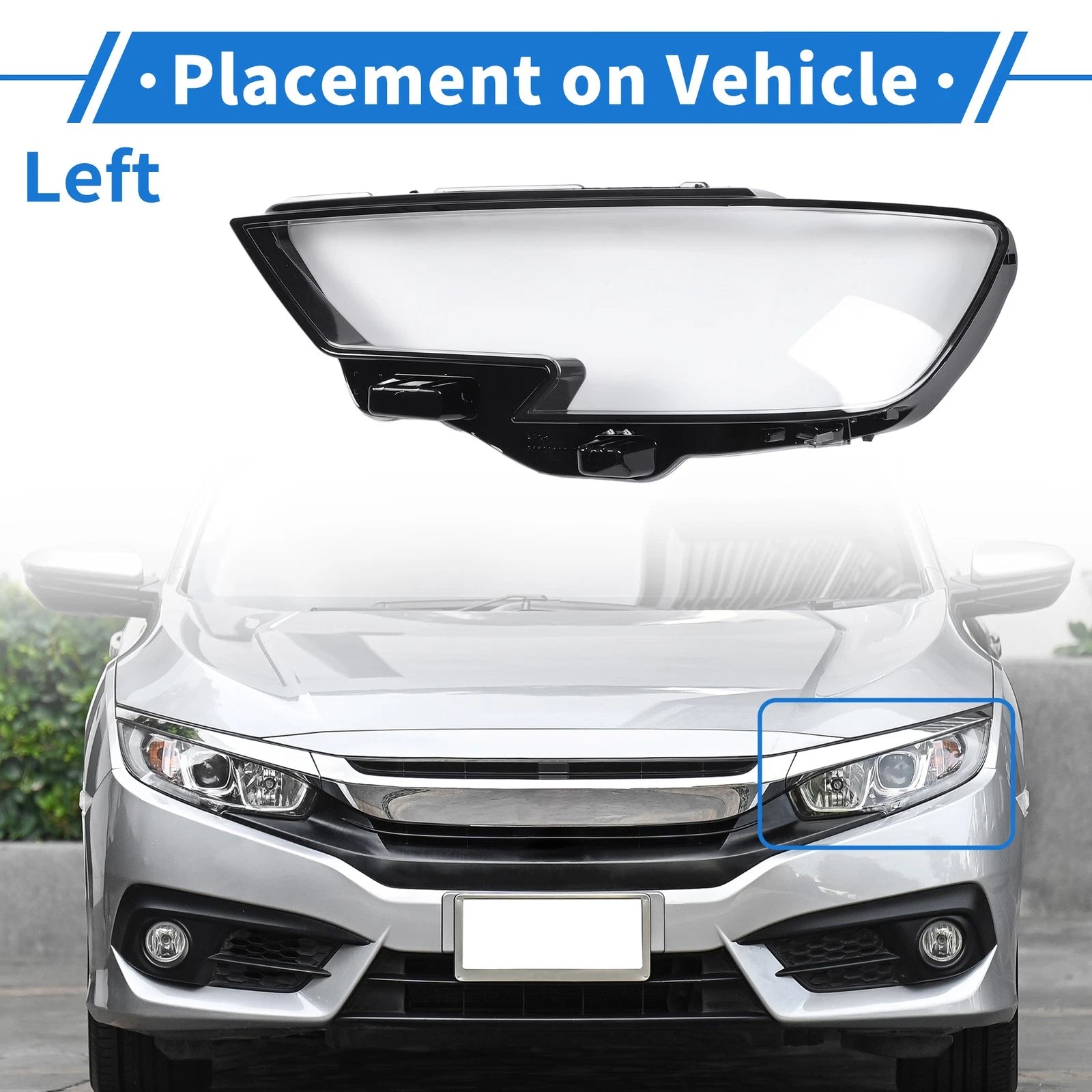 1 Pc Headlight Lens Cover for Audi A3 (2016–2020) Black