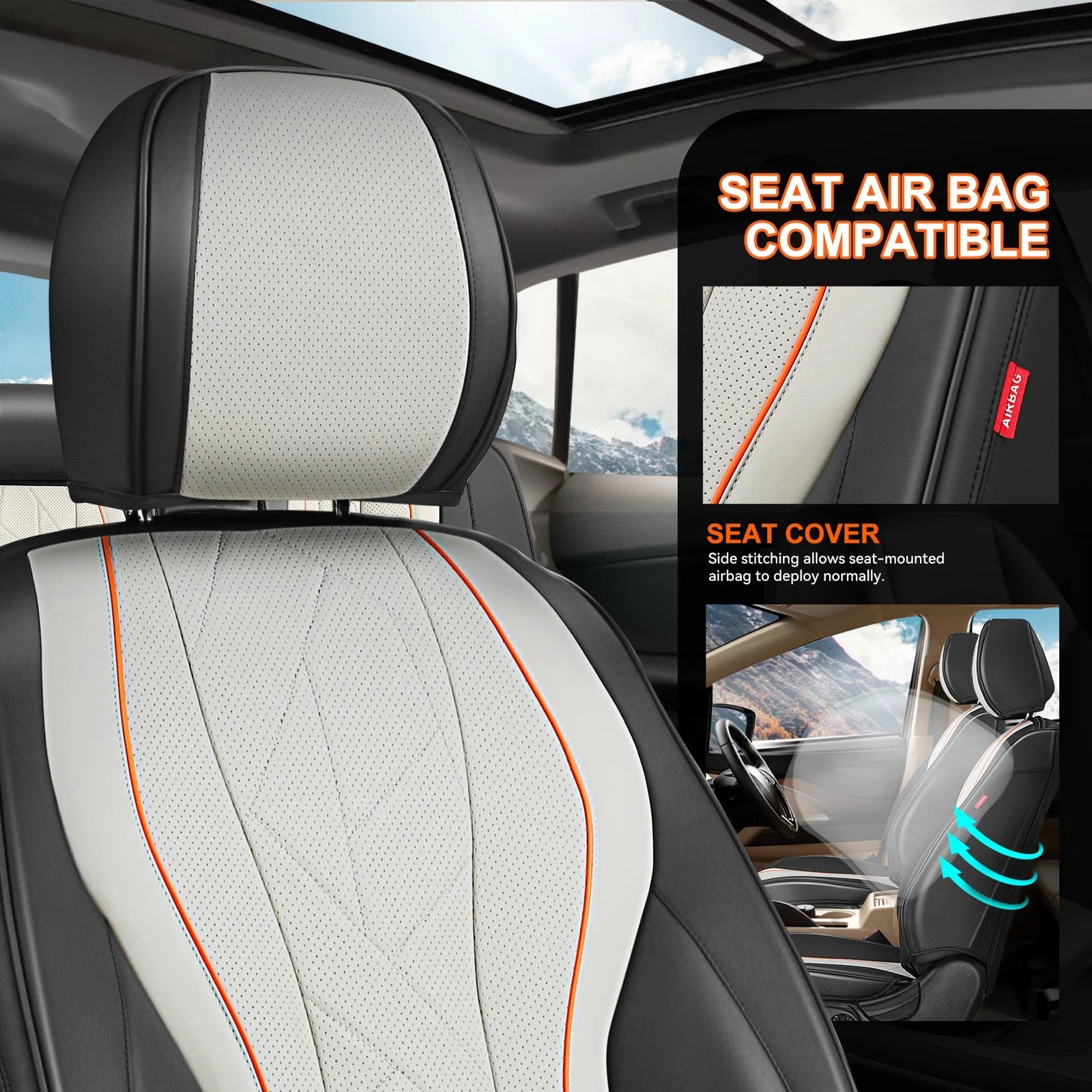 Set of 2 Universal Full Set Seat Cover Cushion Protector Grey