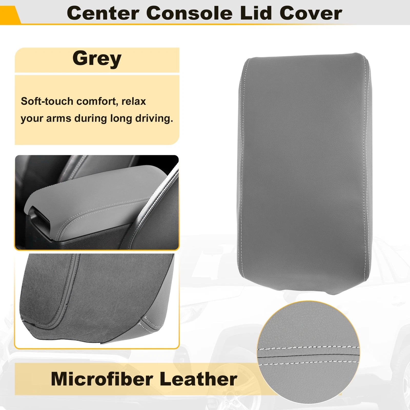 Middle Console Lid Arm Rest Cover for Toyota Camry (2012–2017) Gray