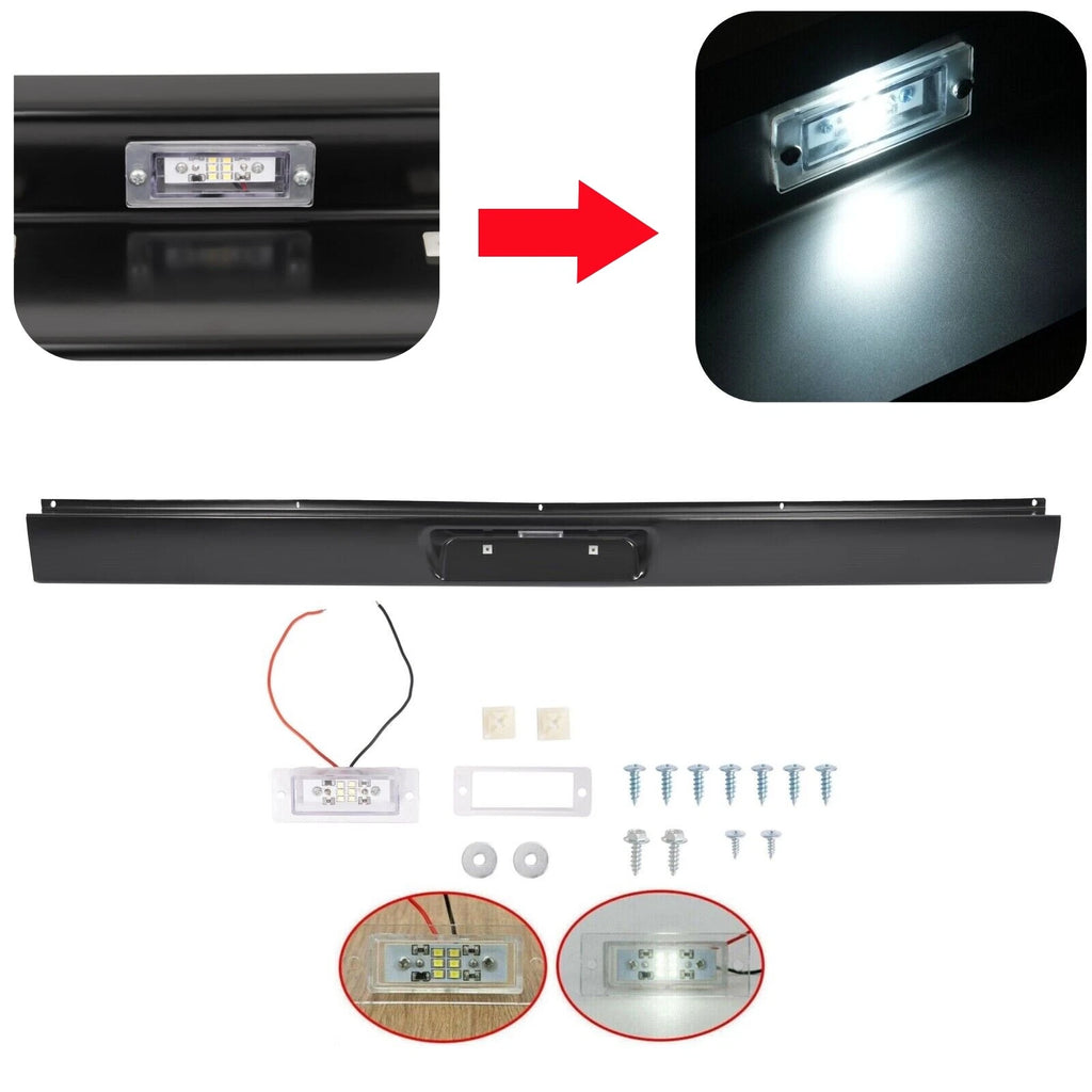 Rear Steel Roll Pan for Ford F150 (1987–1996) with License Plate Box, LED Light