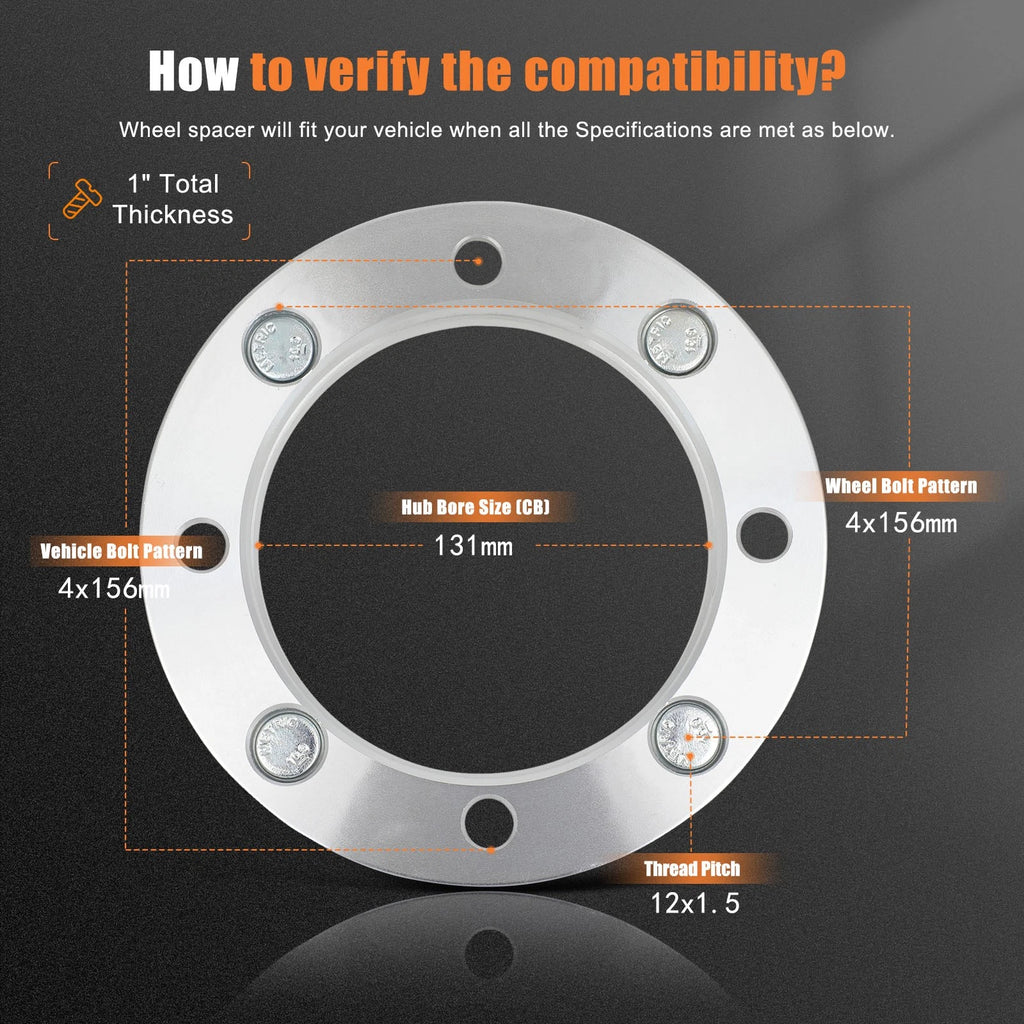 2X 1" Wheel Spacers for Polaris RZR XP 1000 (2014–2018)