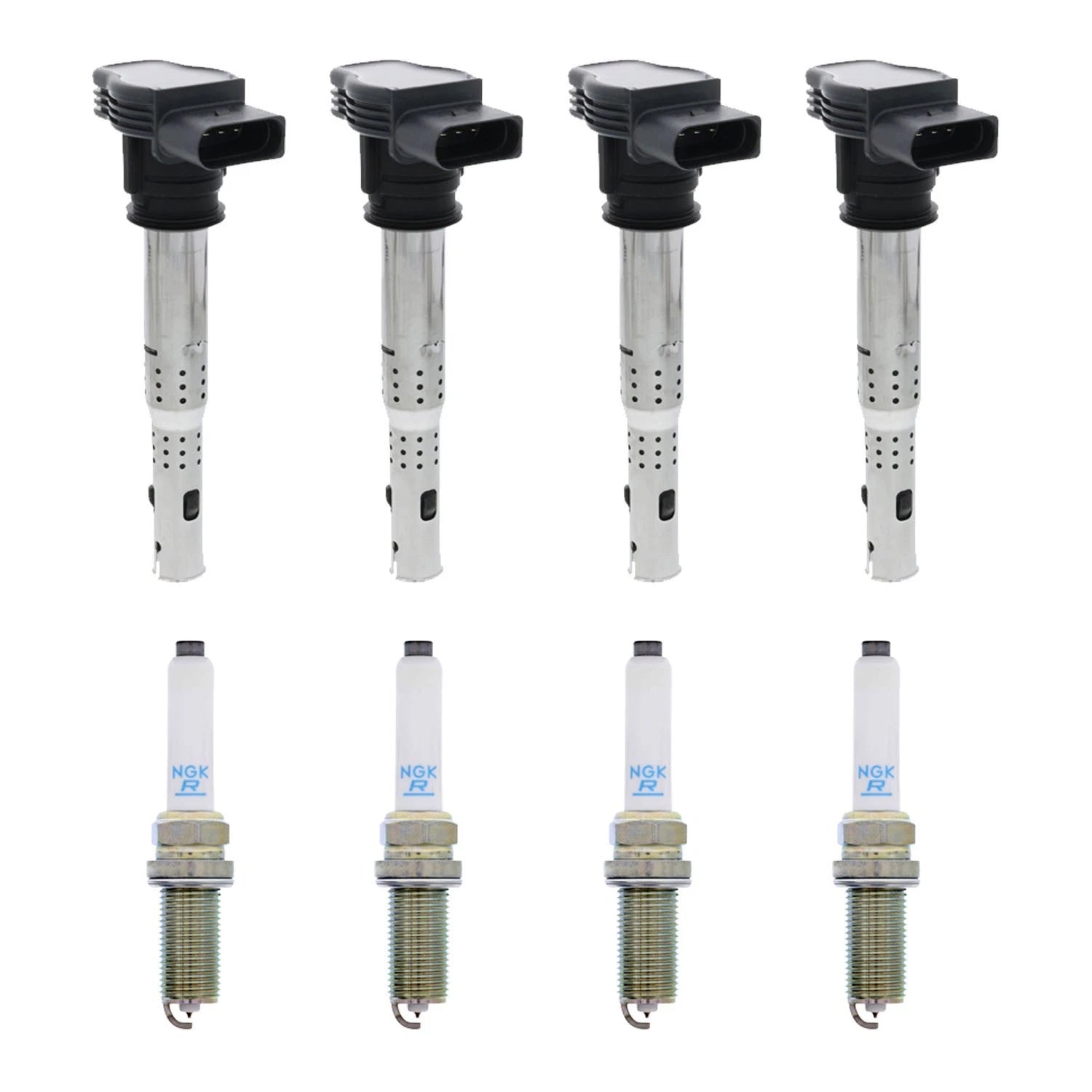 Set of 4 Ignition Coils & NGK Laser Platinum Spark Plugs for Audi allroad (2016)