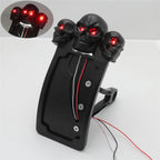 Black Curve Side Mount License Plate Bracket w/ Skull LED Tail Light (7/8" 1")