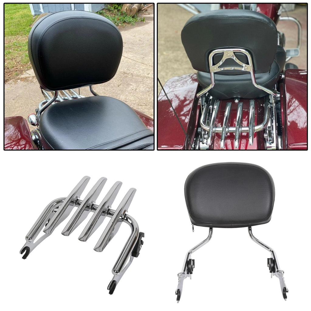 Backrest Sissy Bar & Stealth Rack for Harley Touring Road Street Glide (2009–2026)