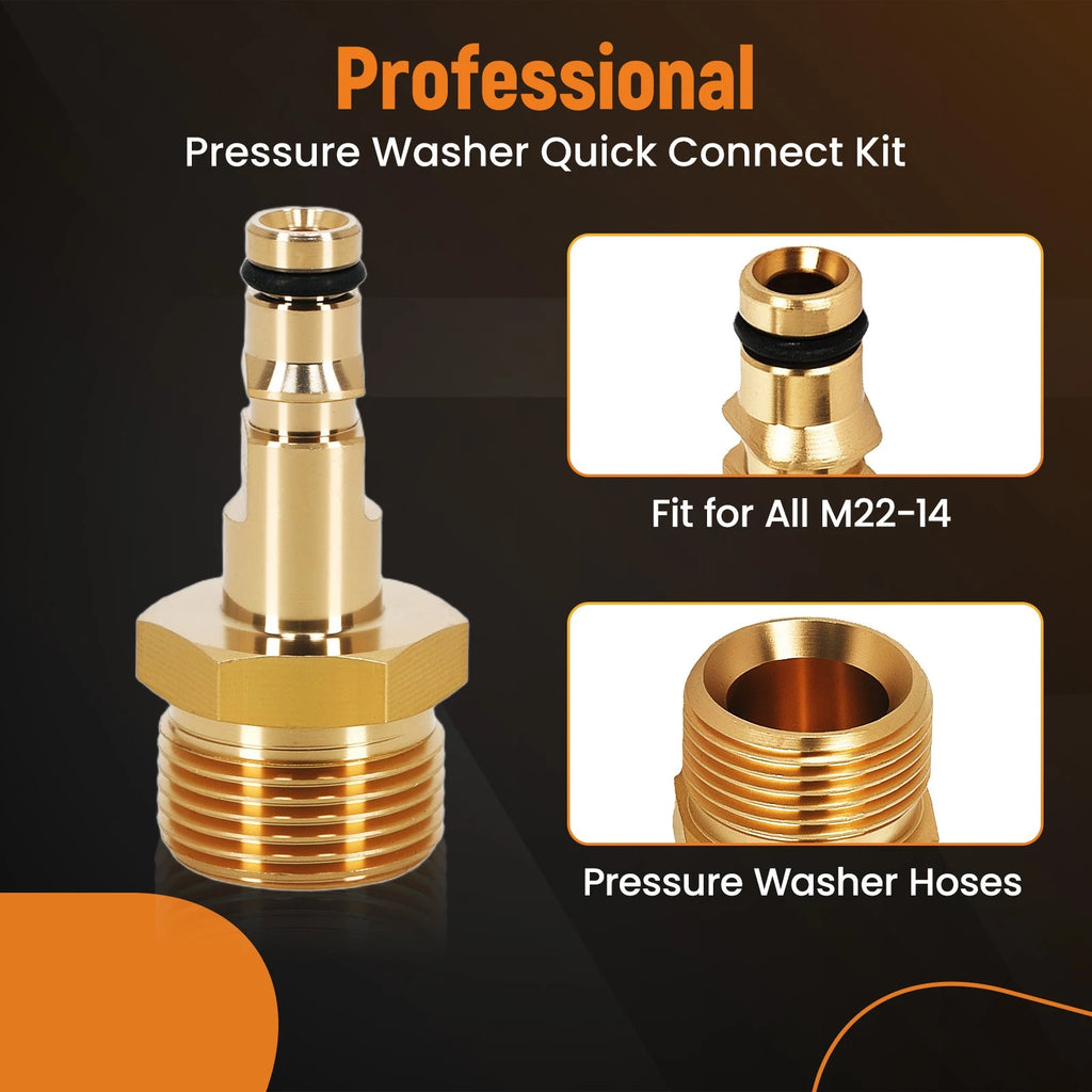 M22 14mm Brass Quick Connect Adapter for Karcher Pressure Washer