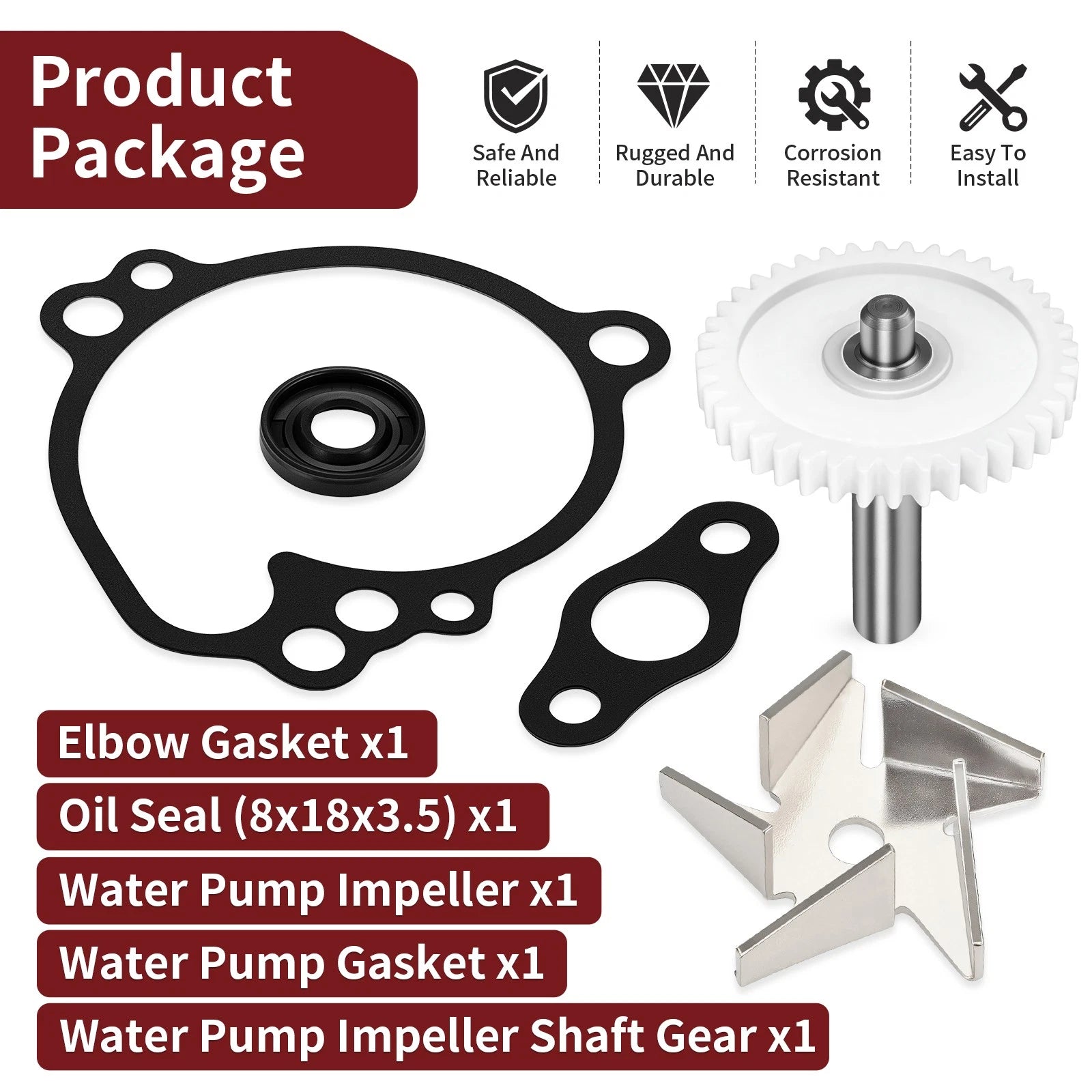 Water Pump Impeller Shaft Gear Gasket for Kawasaki KX65 (2000–2023) 59256-1064, 92049-1359