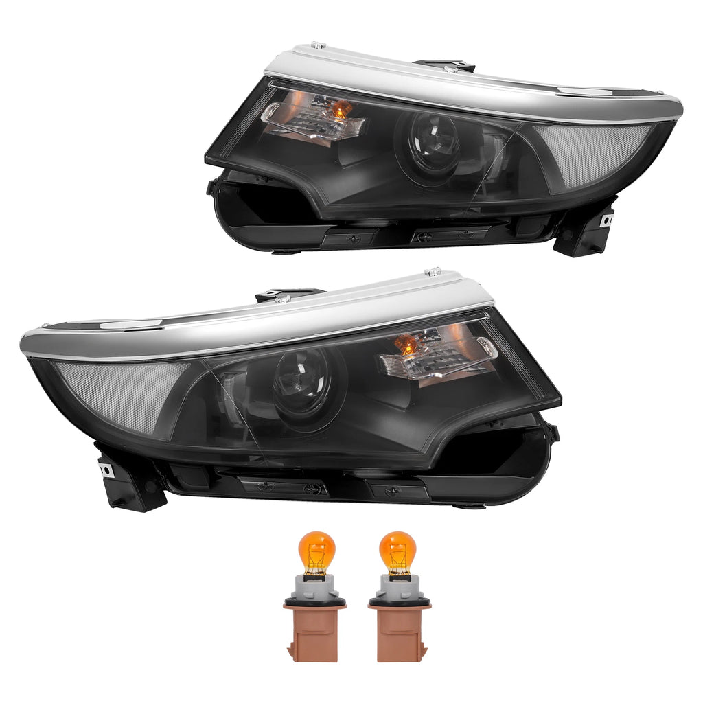Set of 2 Black Projector Headlights for Ford Edge (2011–2014) 5 Pins