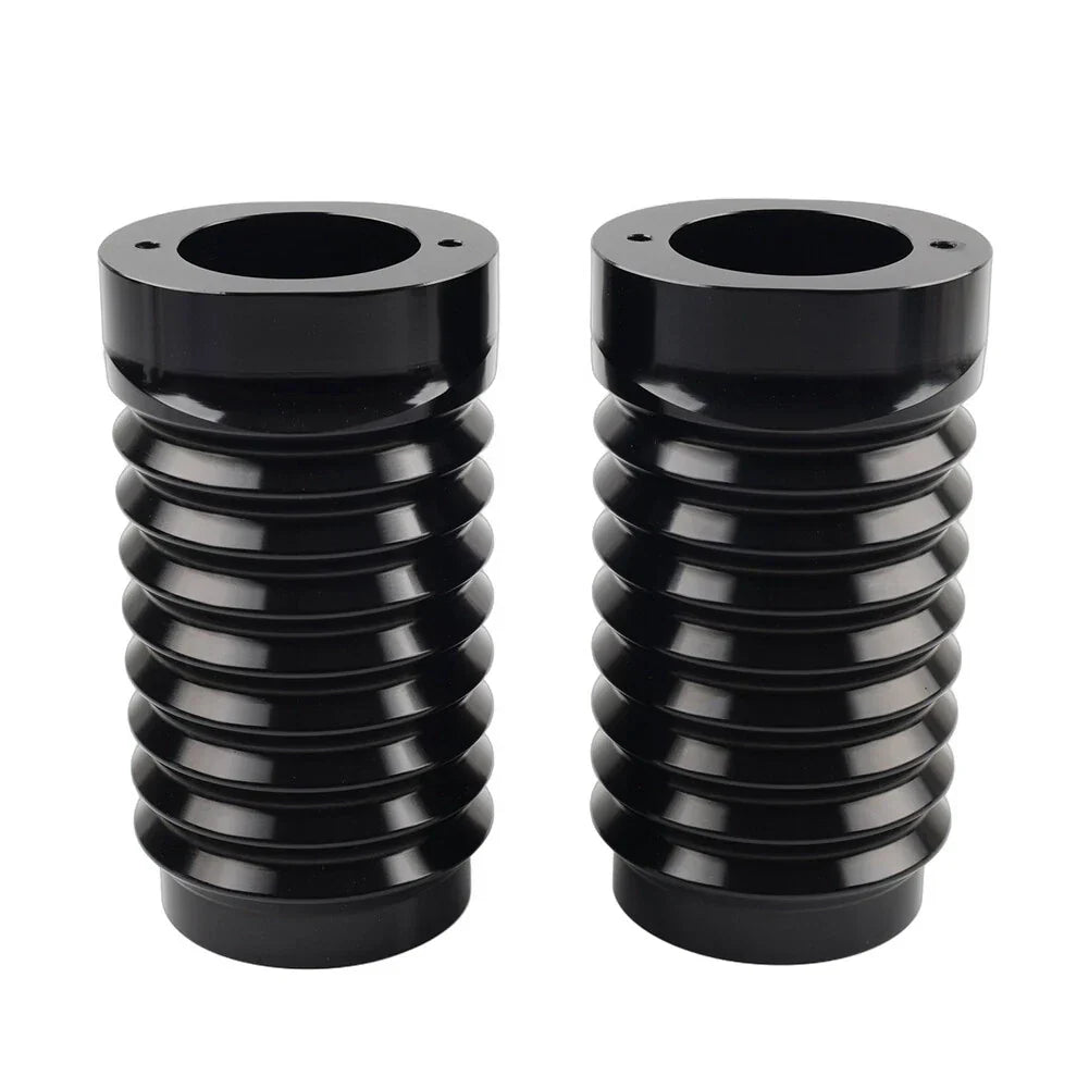 Black Retro Fork Boot Slider Covers for Harley Tour Road Street Tri Glide FLHR (2009-2023)