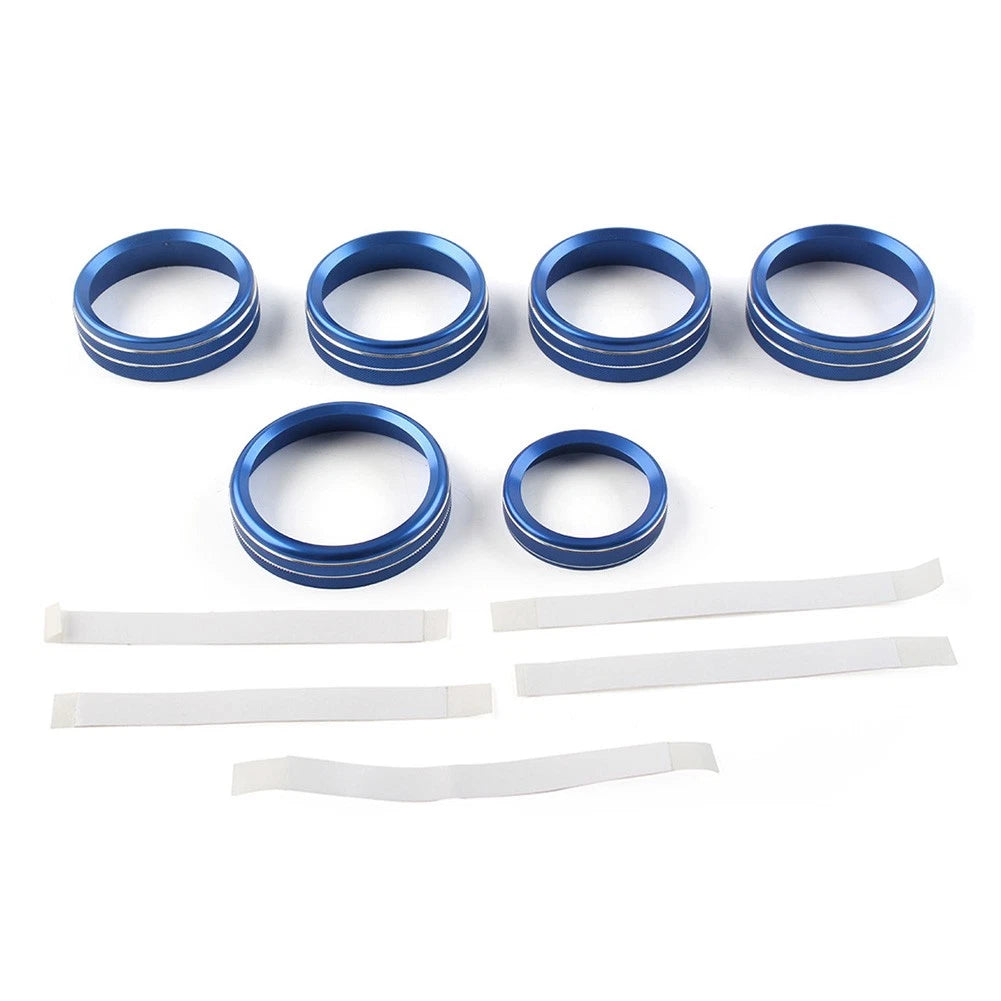 6x Air Conditioner Switch CD Button Ring Knob Trim for Ford F150 XLT (2015–2020) Blue