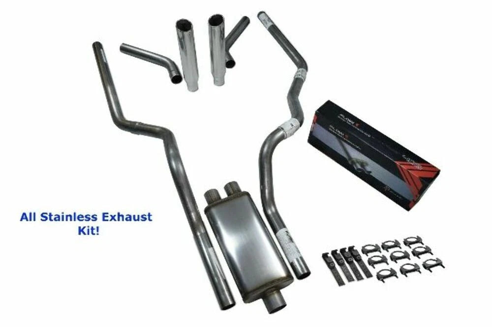 Dual Exhaust Kit for Chevy GMC 1500 (2019–2025) Stainless Rolled Corner Exit