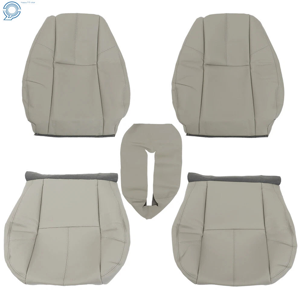 Set of 2 Front Seat Covers for Chevy Tahoe GMC Sierra (2007–2014) Leather Gray