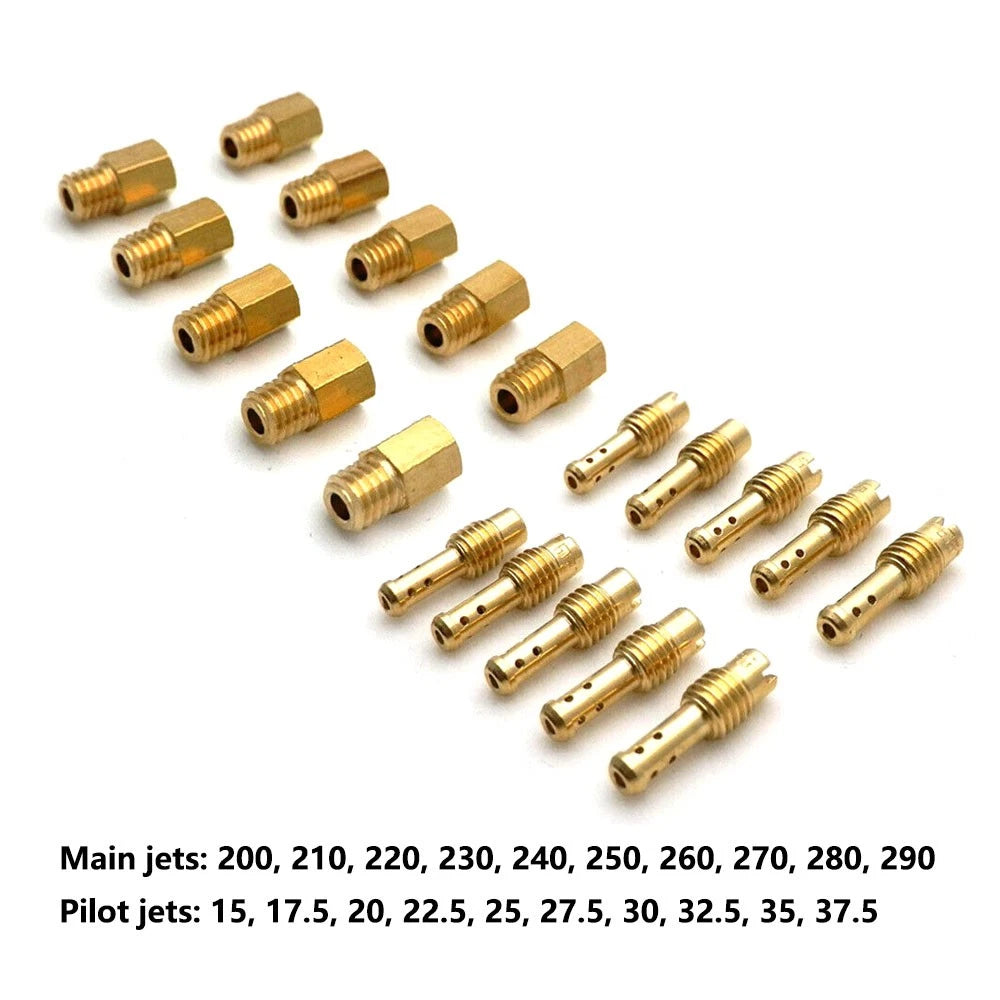 10Pcs Main Jets & 10Pcs Pilot Jets Kit for Mikuni TM TMX VM VM22 Carb
