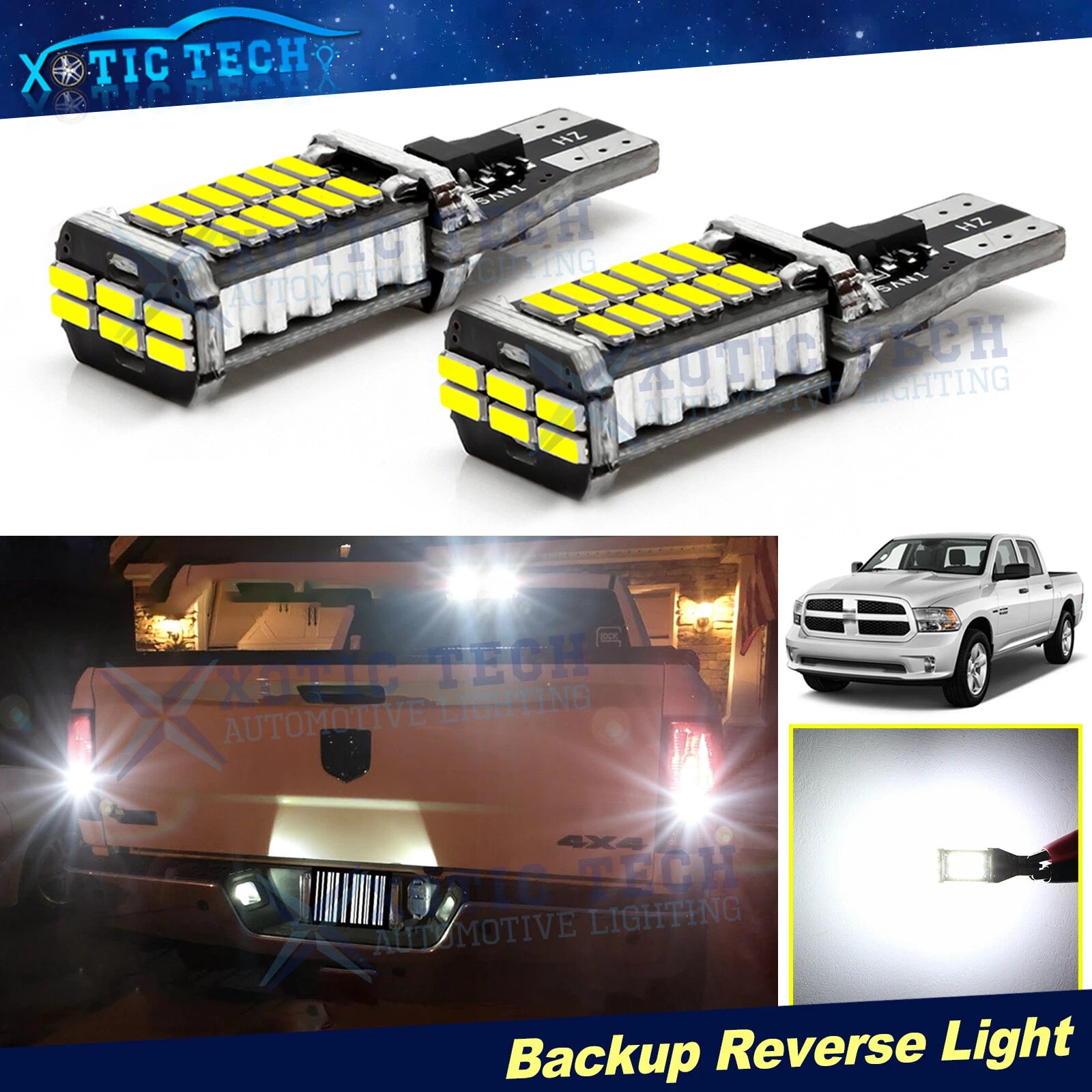 LED Backup Reverse Light Bulbs for Dodge Ram 1500 2500 3500 (2007–2010)