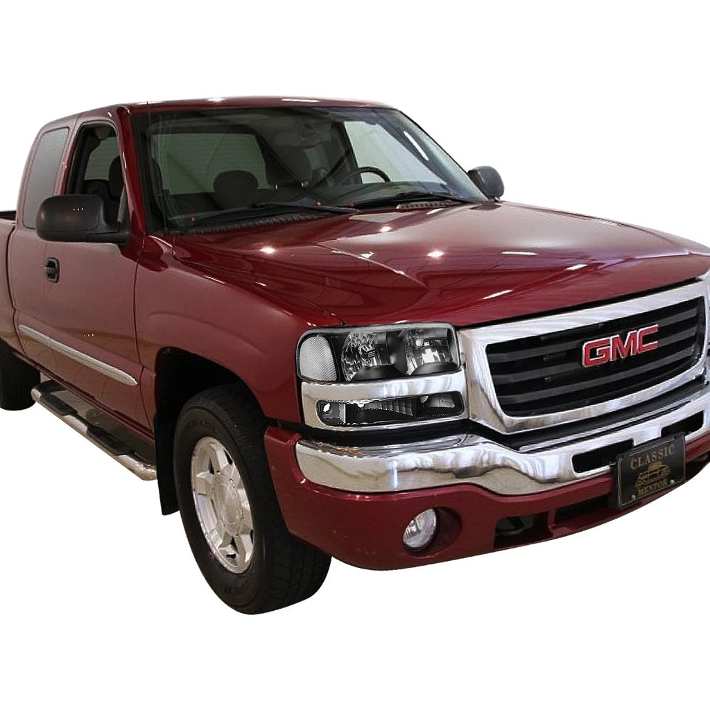 Headlight Lamp Set for GMC Sierra 1500 Yukon (1999–2007) Black Clear