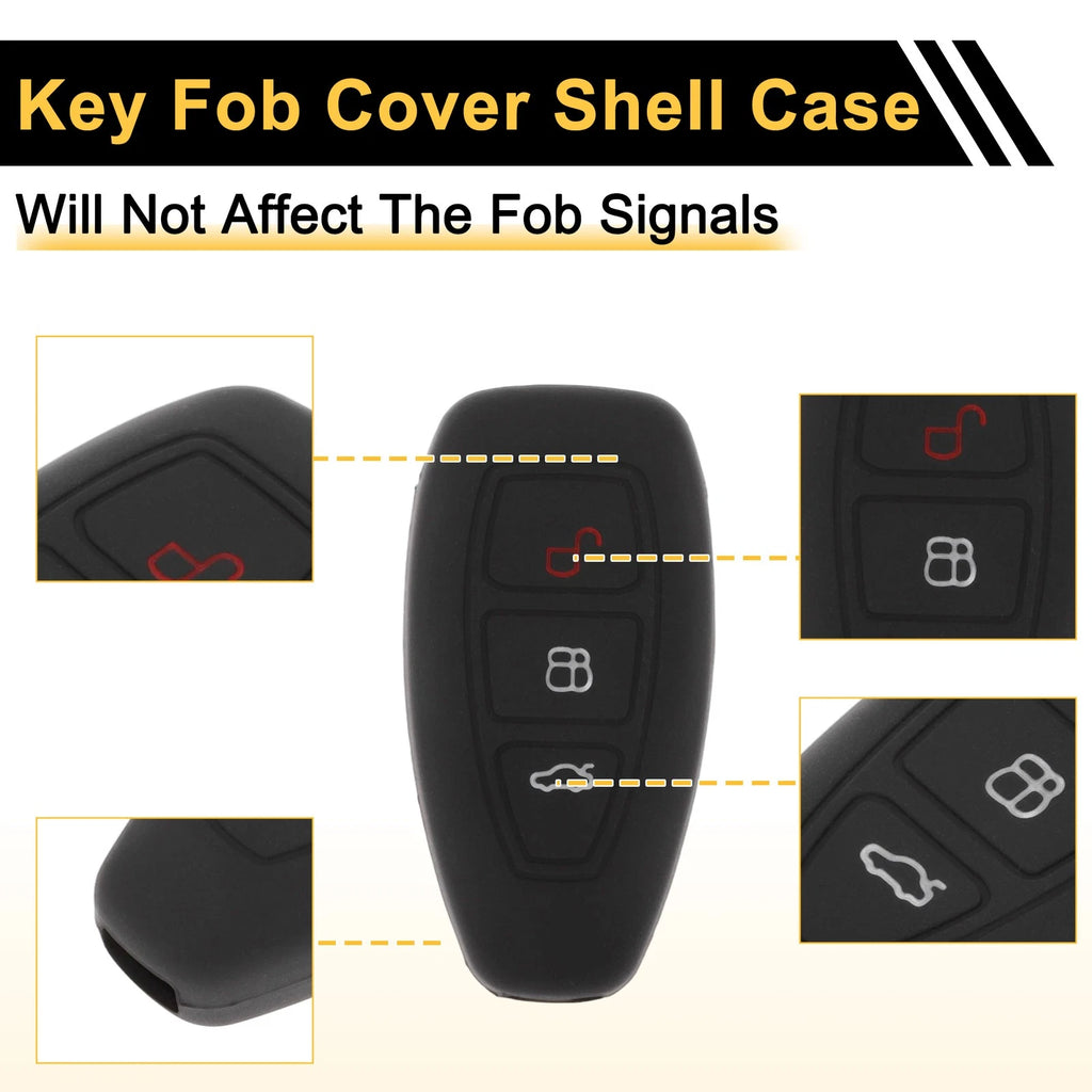 Black Car Key Case for Ford Fiesta IV (1995–2002) - 3 Buttons