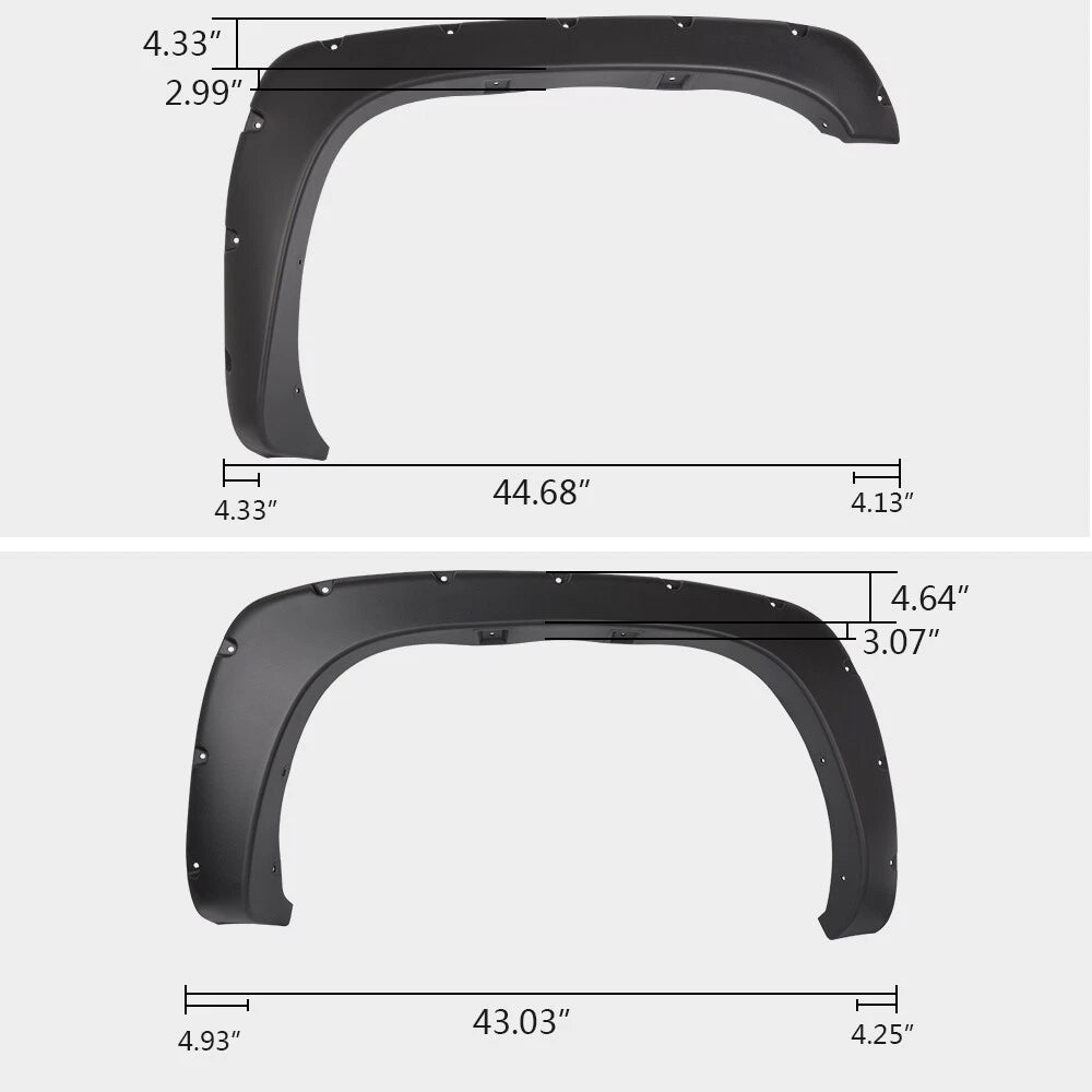 Set of 4 Pocket Rivet Bolt-On Fender Flares for Chevy Silverado GMC Sierra