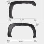 Set of 4 Pocket Rivet Bolt-On Fender Flares for Chevy Silverado GMC Sierra