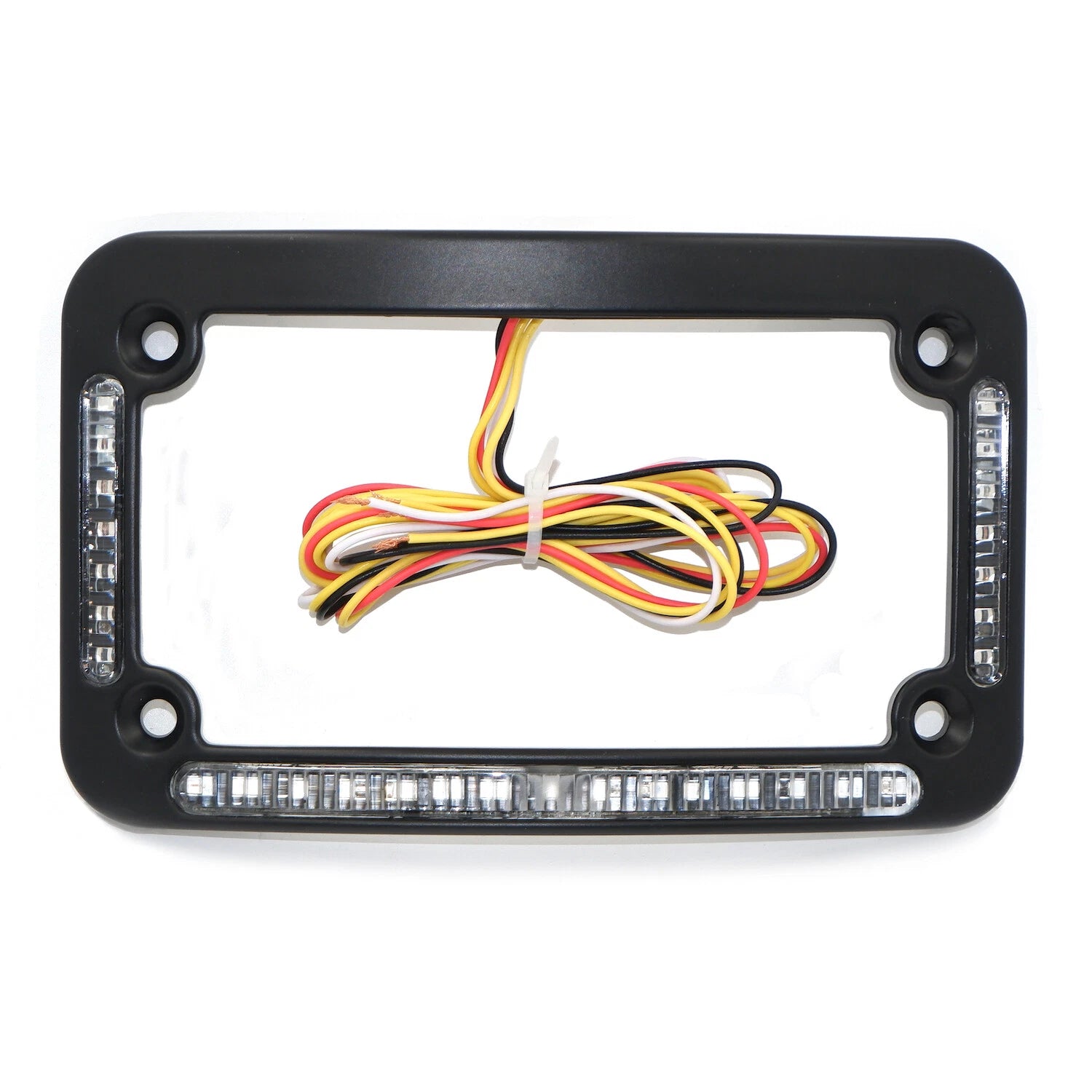 Dual LED Curved Motorcycle License Plate Frame for Motorcycle (Black/Chrome)