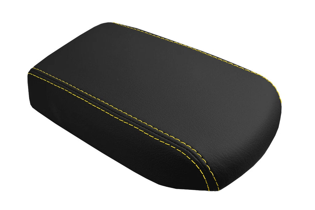 Leather Console Lid Armrest Cover for Toyota Corolla (2009–2013) Yellow Stitch
