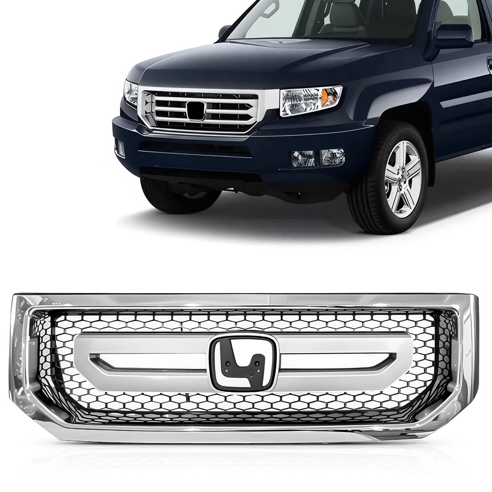 Chrome Front Bumper Grille for Honda Ridgeline (2009–2011)