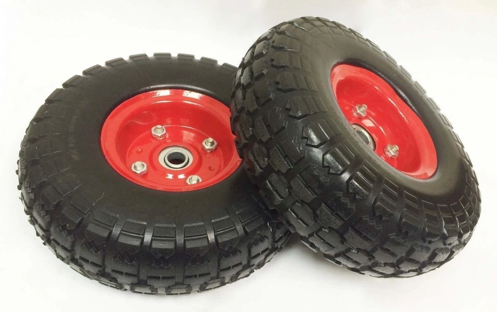 2X 10" Flat Free Solid Tire Wheel 4.1/3.5-4 for Lawn Farm Cart Dolly