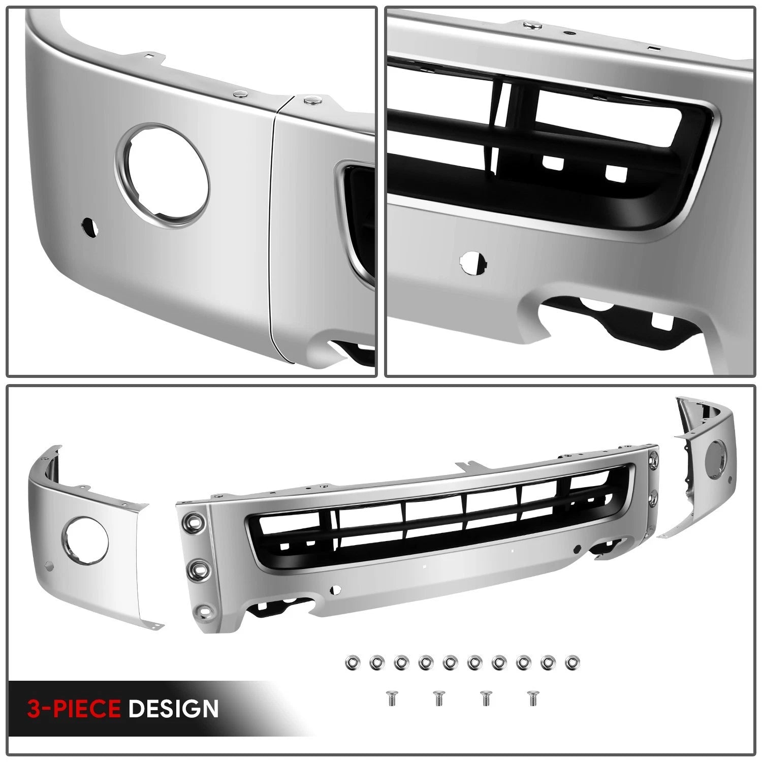 Chrome Front Bumper Face Bar w/ Foglight Holes for Nissan NV3500 (2012–2021)