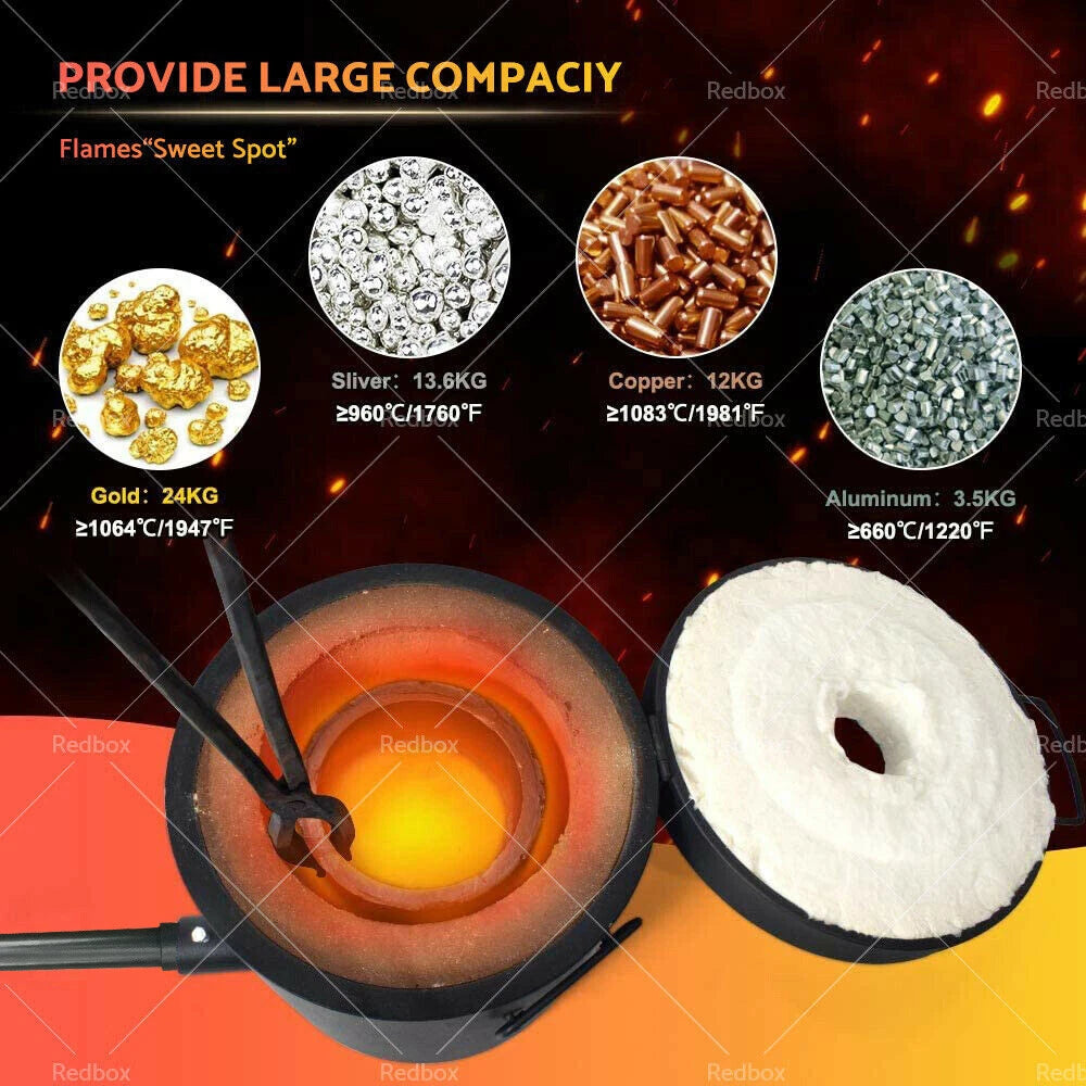 6KG Propane Melting Furnace for Copper Silver Aluminium + Graphite Mould