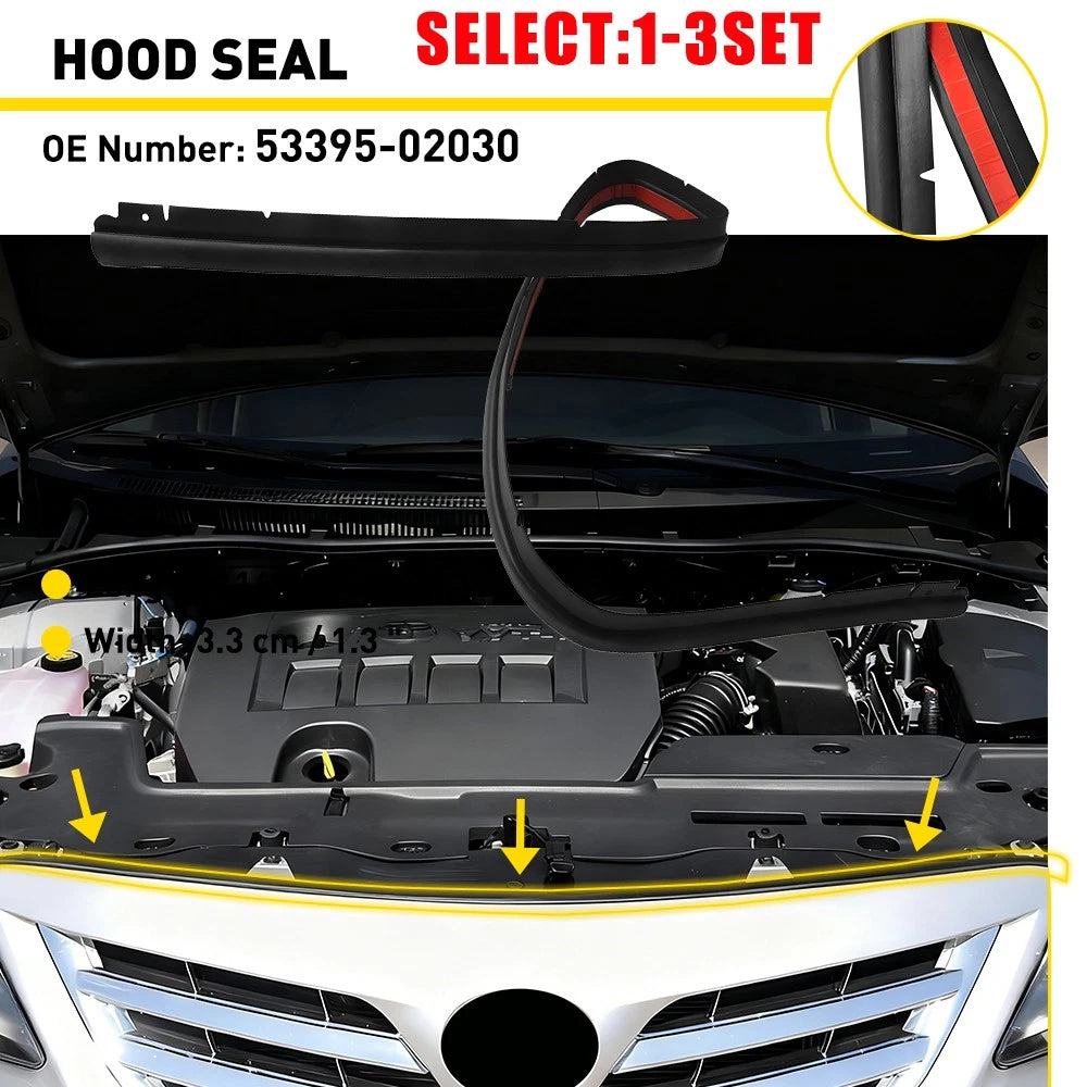 Set of 2 Front Engine Hood Sealing Weatherstrip Rubber for Toyota Corolla (2007–2013)