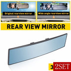 Set of 2 Blue 300MM Convex Clip-On Rear View Mirrors Universal