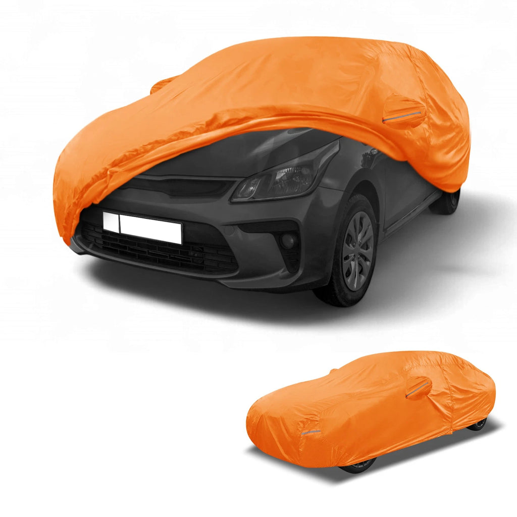 Waterproof All Weather Car Cover for Kia Rio (2012–2023) - Orange, Zipper