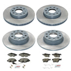 Set of 4 DuraGo Rotors & Bosch QuietCast Brake Pads for A3 e-Golf (2015–2019)