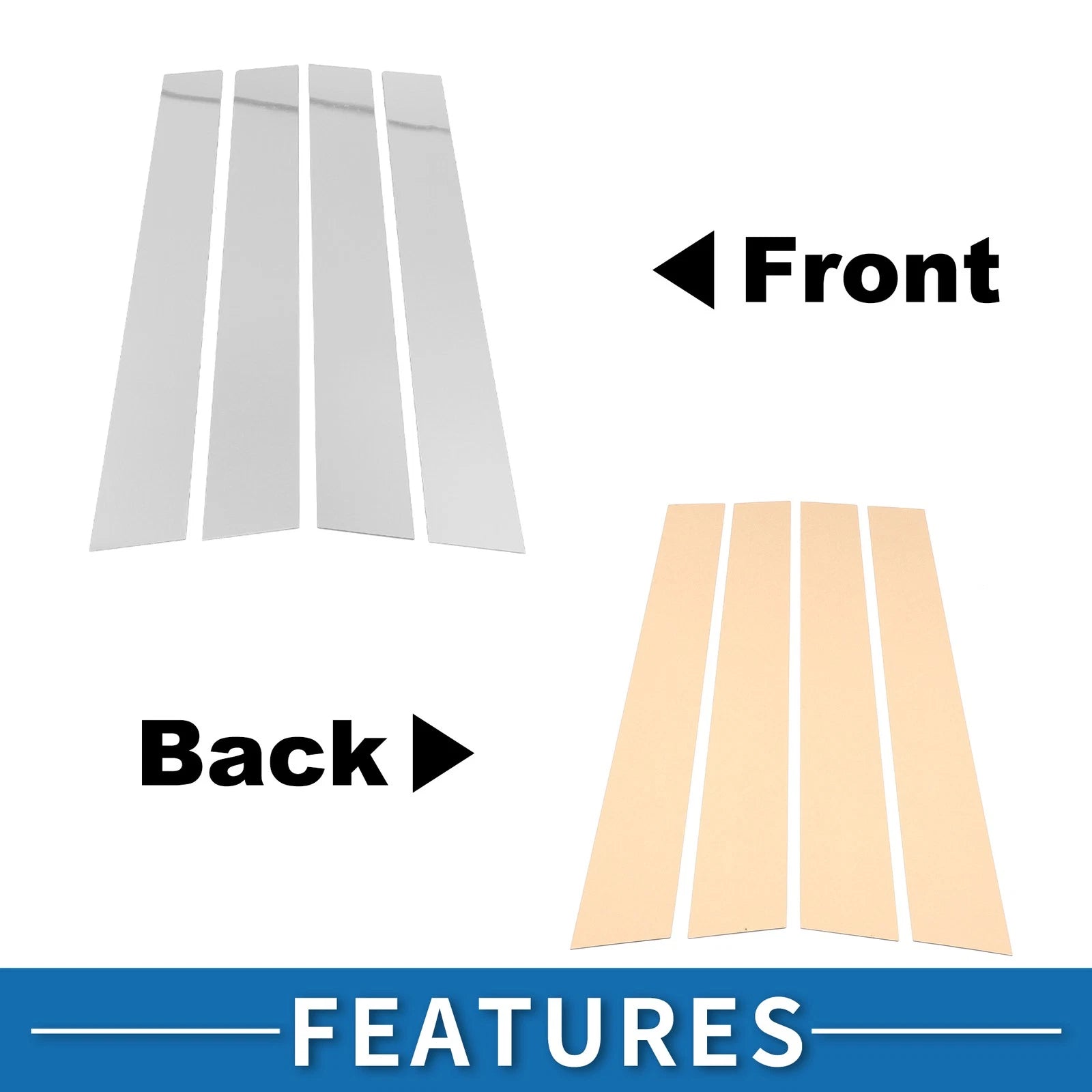 Set of 4 Door Pillar Window Trim for Toyota Highlander (2008–2013) Chrome