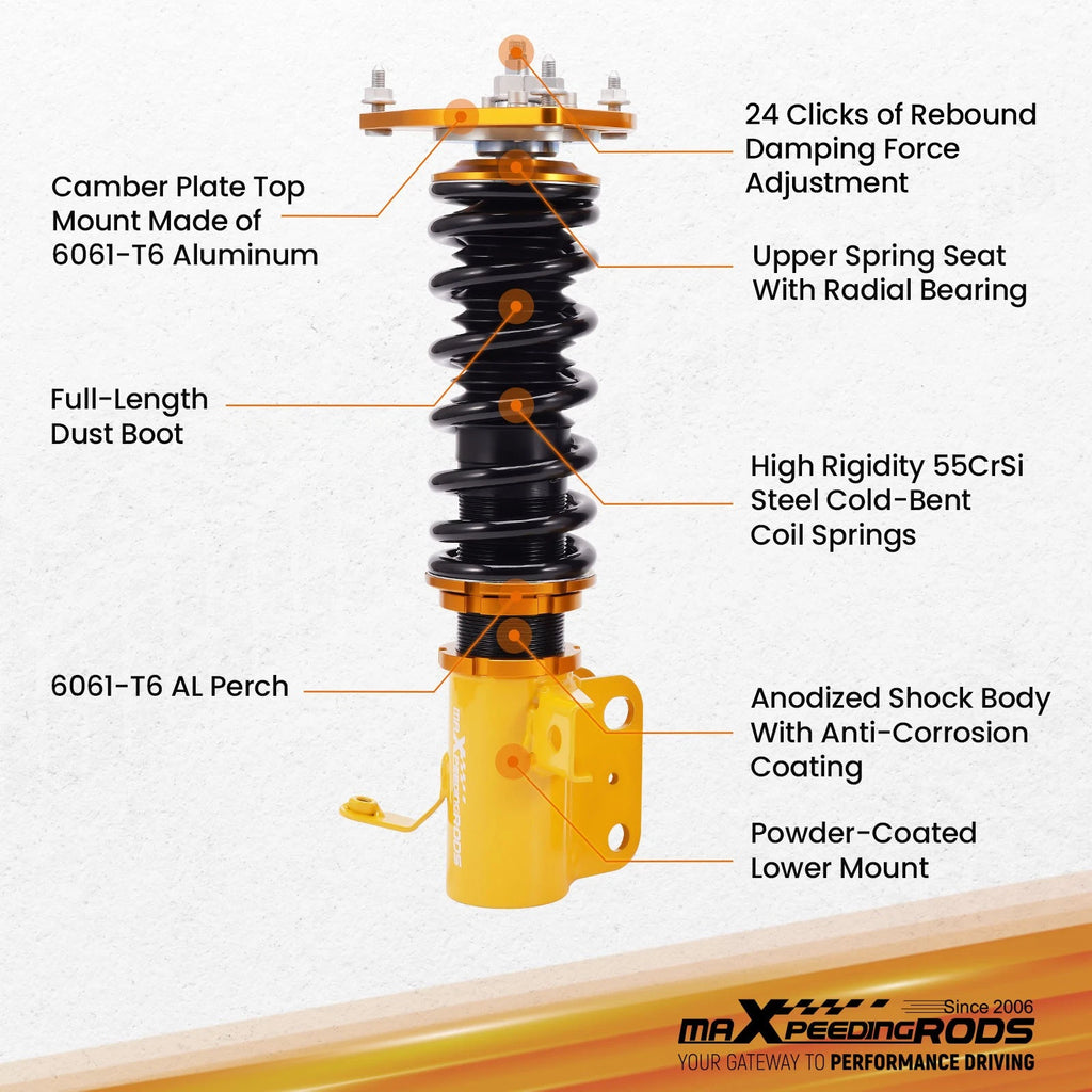 2-Way Rebound Compression Adjustable Coilovers for Subaru BRZ FR-S GT86 (2013-2020)