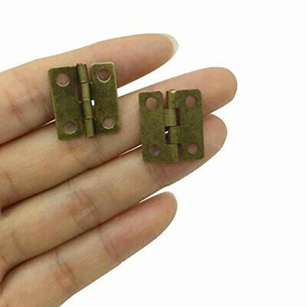 100x Small Box Hinges for Jewelry Box, Doll Box (Retro)