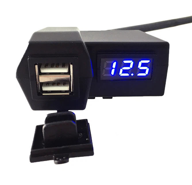Dual USB Charger Socket with LED Voltmeter for BMW K1300R K1300S (2008–2016)
