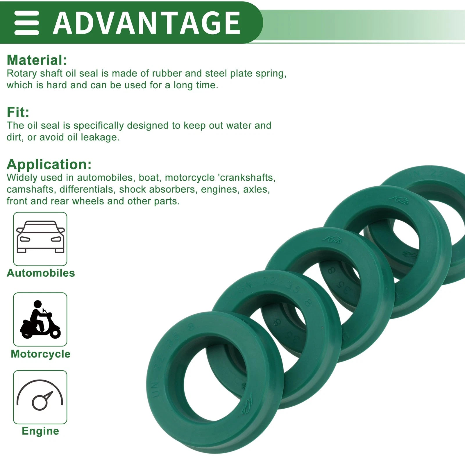 Set of 5 Oil Seal Rotary Shaft Seal 22x35x8mm for Various Models 