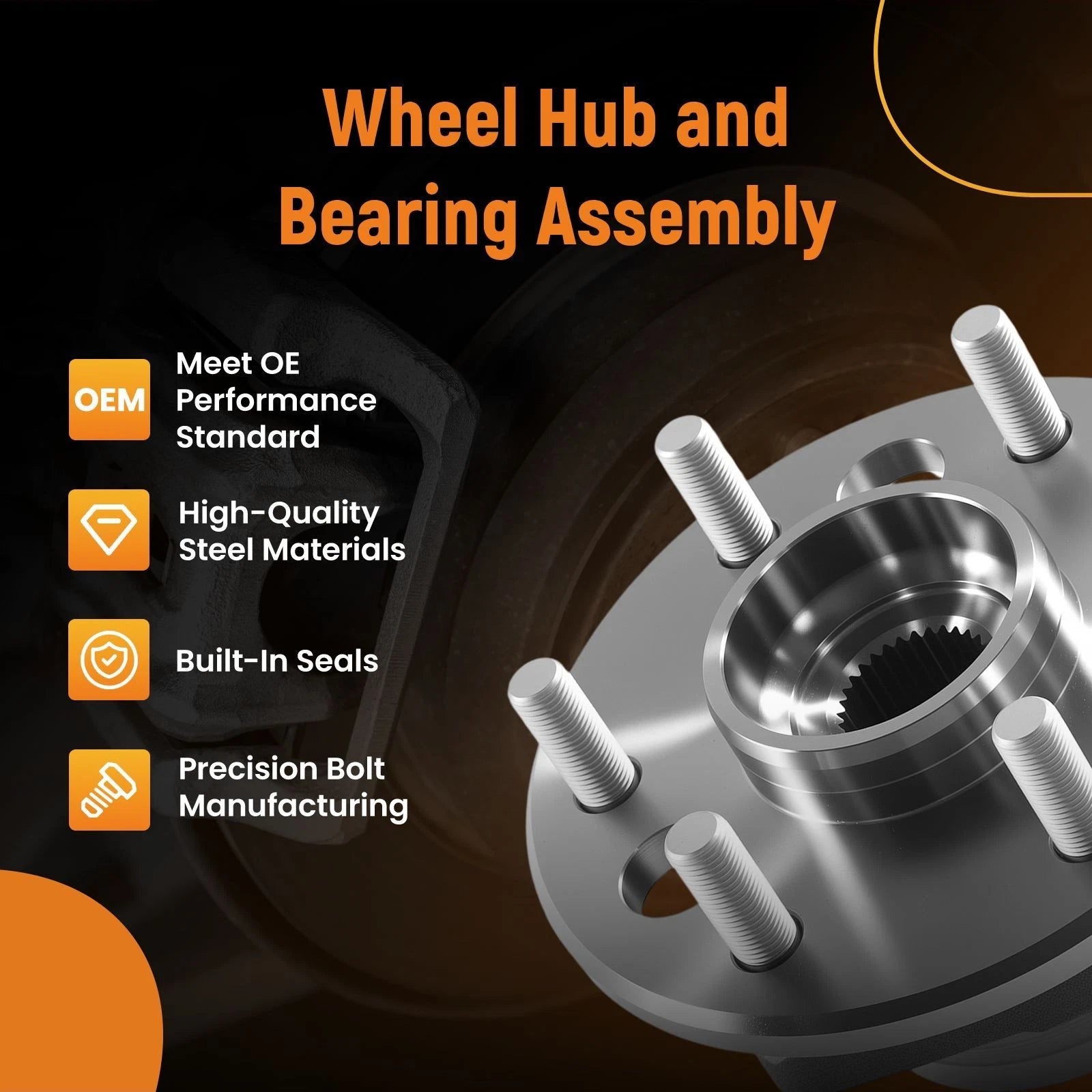 Front Wheel Hub & Bearing for GMC Yukon K1500 (1995–2000) 29515024 4WD