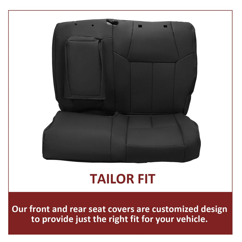 Set of 2 Black Front & Rear Seat Covers for Toyota Tundra CrewMax (2014–2021)