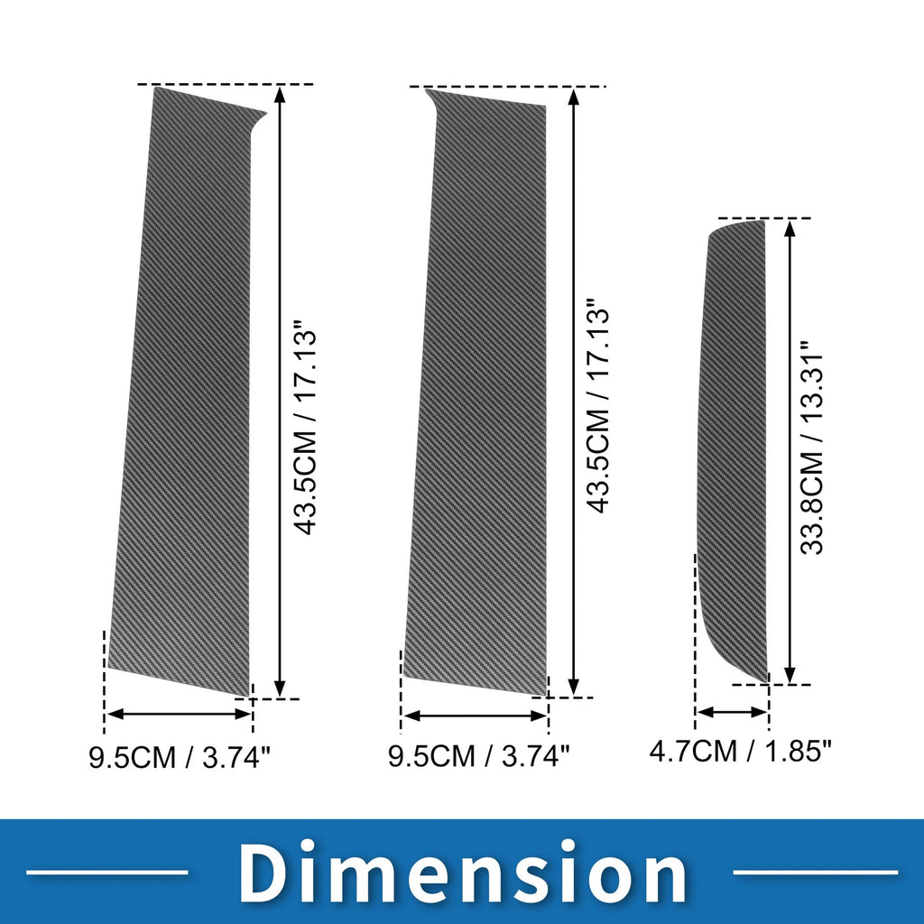 Set of 6 Door Pillar Window Trim for Ford Ranger (Carbon Fiber)