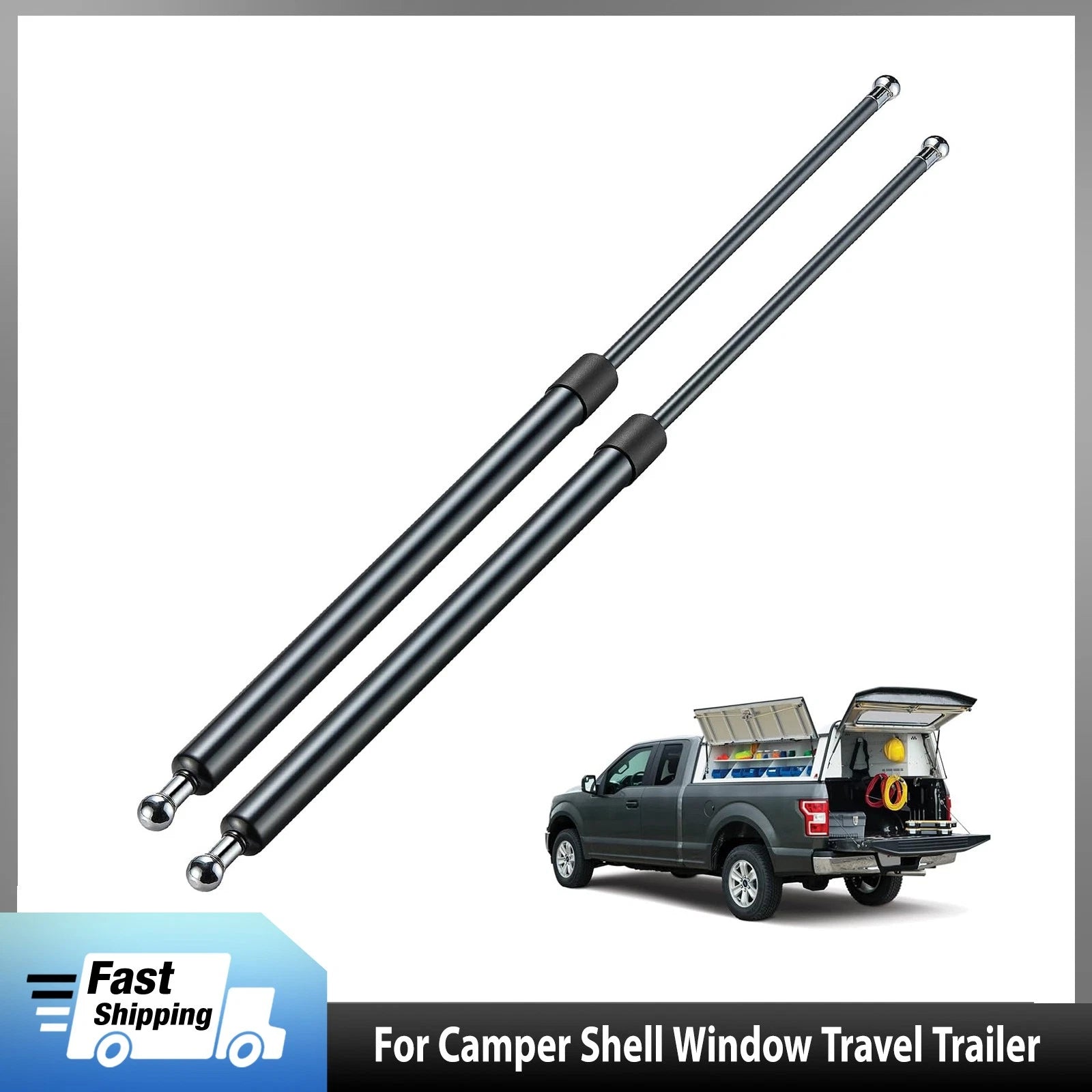 Set of 2 Gas Struts ST270P15010 for Camper Shells RV Doors (27'' 150Lbs)