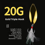 GoldSilver Spinner Spoon Lure Set of 3 (10g, 15g, 20g) with Curved Tail Action