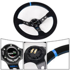 14" Deep Dished Suede Steering Wheel for Racing Vehicles