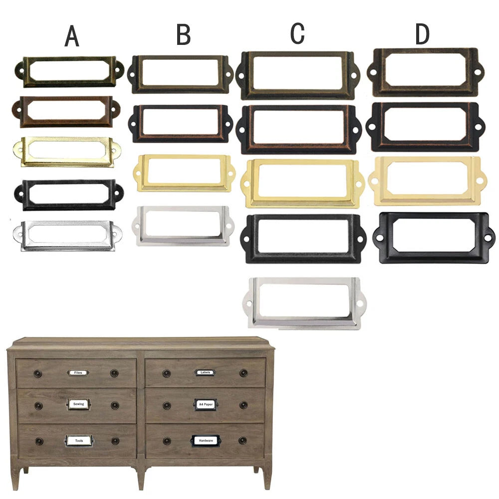 12pc Metal Drawer Label Tag Pull Handle for File Case