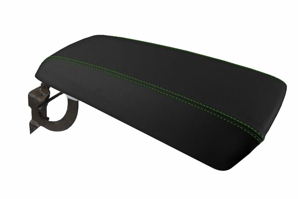 Leather Console Lid Armrest Cover for Ford Edge (2011–2020) Green Stitch
