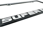 Matte Black License Plate Frame w Large Chrome 3D Ford Super Duty Logo (OEM)