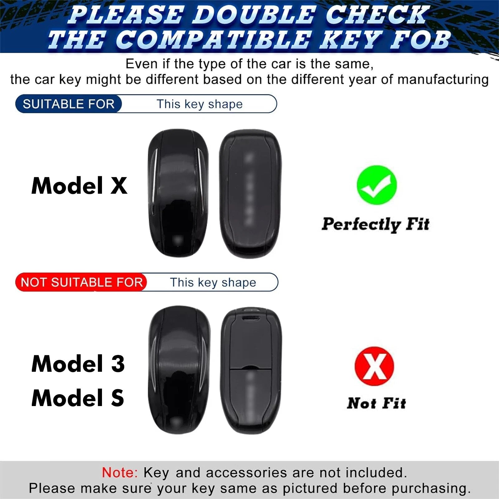 Smart Remote Key Shell Case for Tesla Model X (2016-2023)