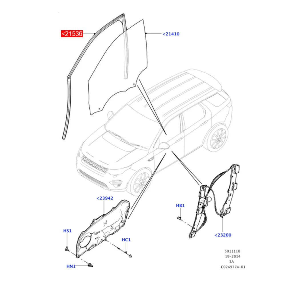 Door Glass Run Channel for Land Rover Discovery Sport (2015–2023)