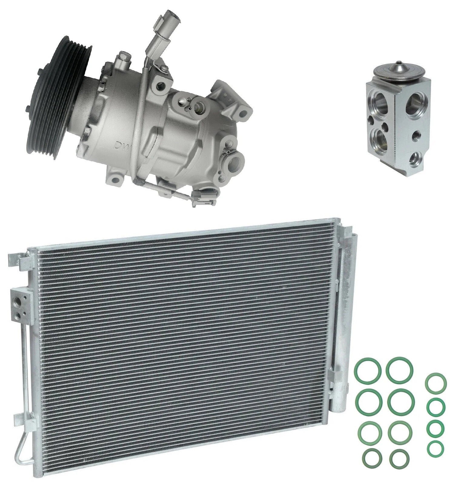 AC Compressor Kit w Condenser for Hyundai Accent 1.6L (2012–2017)