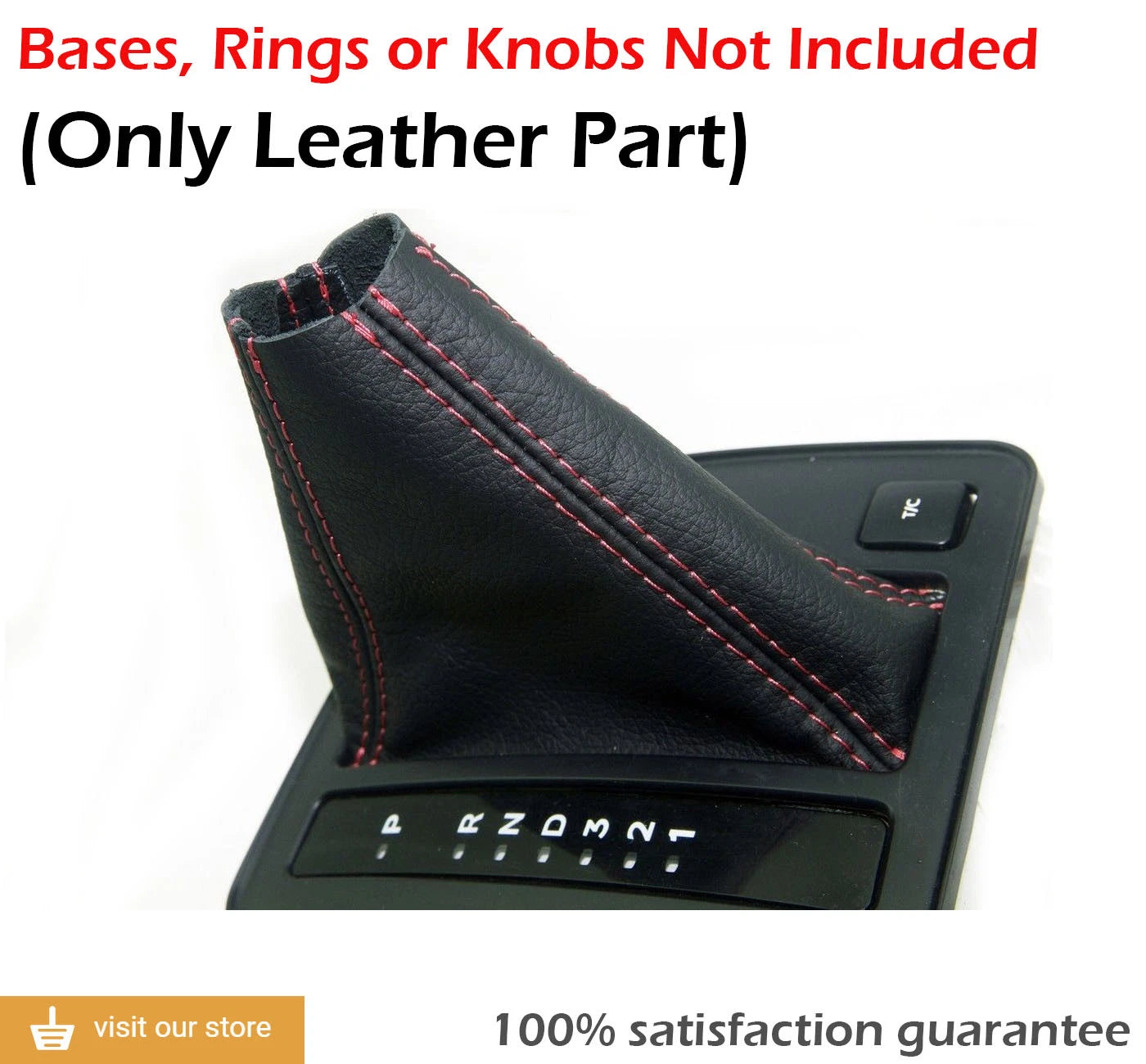 Automatic Shift Boot for Pontiac GTO (2004–2006) Red Stitch Leather Synthetic