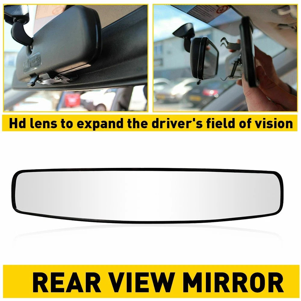 17" Black Rearview Mirror with White Lens for Universal Fit (HD)
